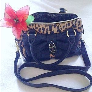 Betsy Johnson Leopard Black Handbag w/ Straps